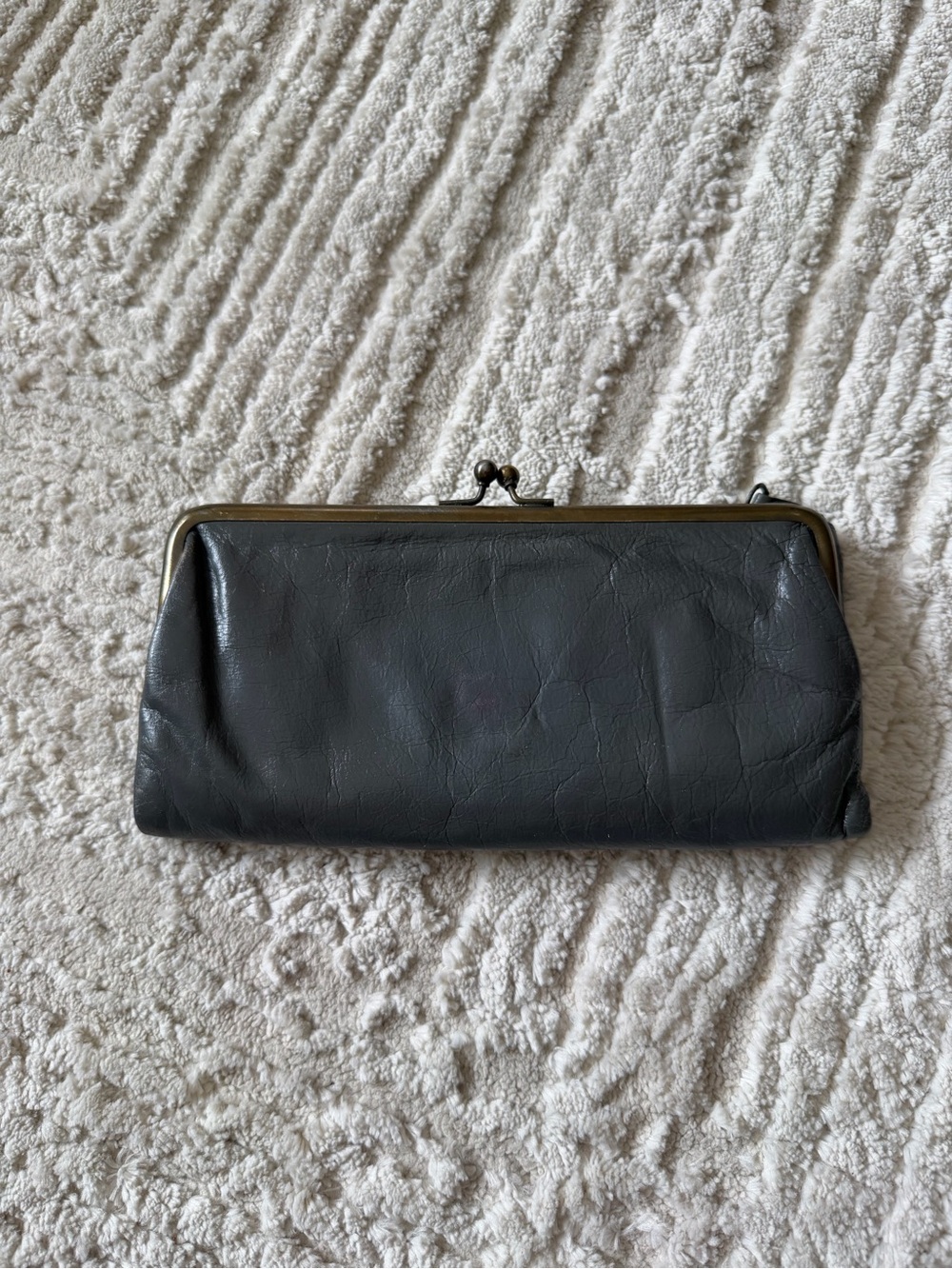 Latico Grey Leather Kiss-Lock Clutch Wallet